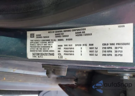 2007 Hummer H3 Suv from USA, damaged, VIN 5GTDN13E478179440